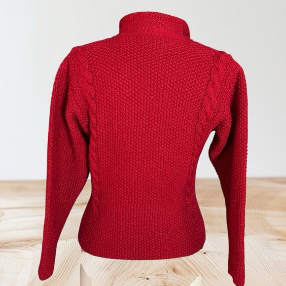 Linda Allard for Ellen Tracy Cardigan Sweater Sz S Cable Knit Collar Hand Knit - Picture 6 of 8